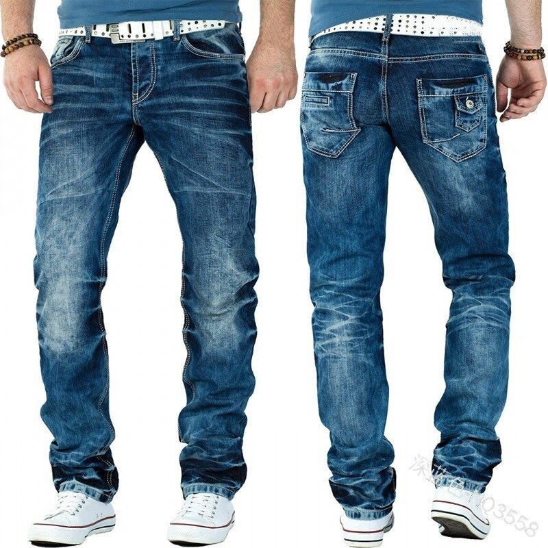 Mid-Waist Pocket Denim Straight Pants (Minimum order 200 pieces each color)