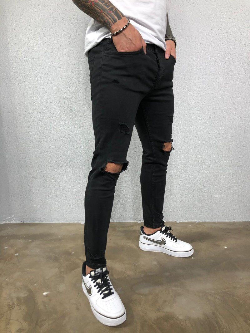 Mens Jeans Black Blue Cool Skinny Hip Hop Pants (Minimum order 150 pieces each color)