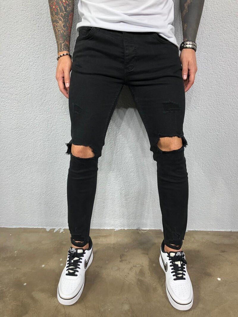 Mens Jeans Black Blue Cool Skinny Hip Hop Pants (Minimum order 150 pieces each color)