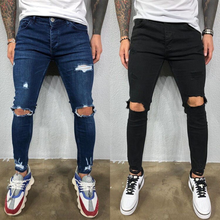 Mens Jeans Black Blue Cool Skinny Hip Hop Pants (Minimum order 150 pieces each color)