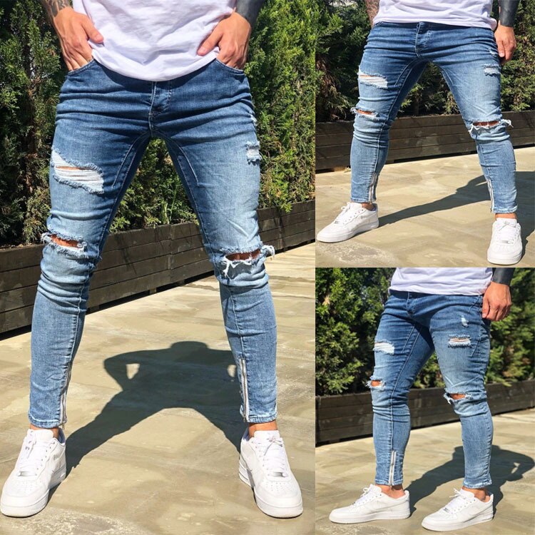 Mens Jeans Blue Cool Skinny Hip Hop pants (Minimum order 150 pieces each color)