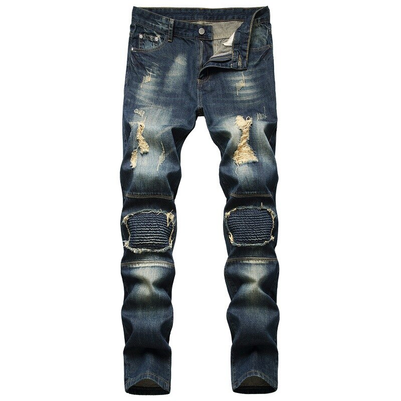 Casual Men Jeans  Slim Fit Hip Hop Denim Men`s Jeans High Quality Motorcycle Pants High Quality