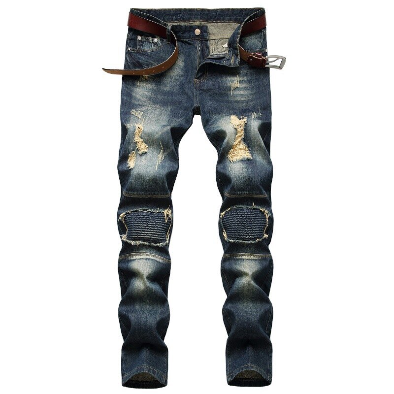 Casual Men Jeans  Slim Fit Hip Hop Denim Men`s Jeans High Quality Motorcycle Pants High Quality