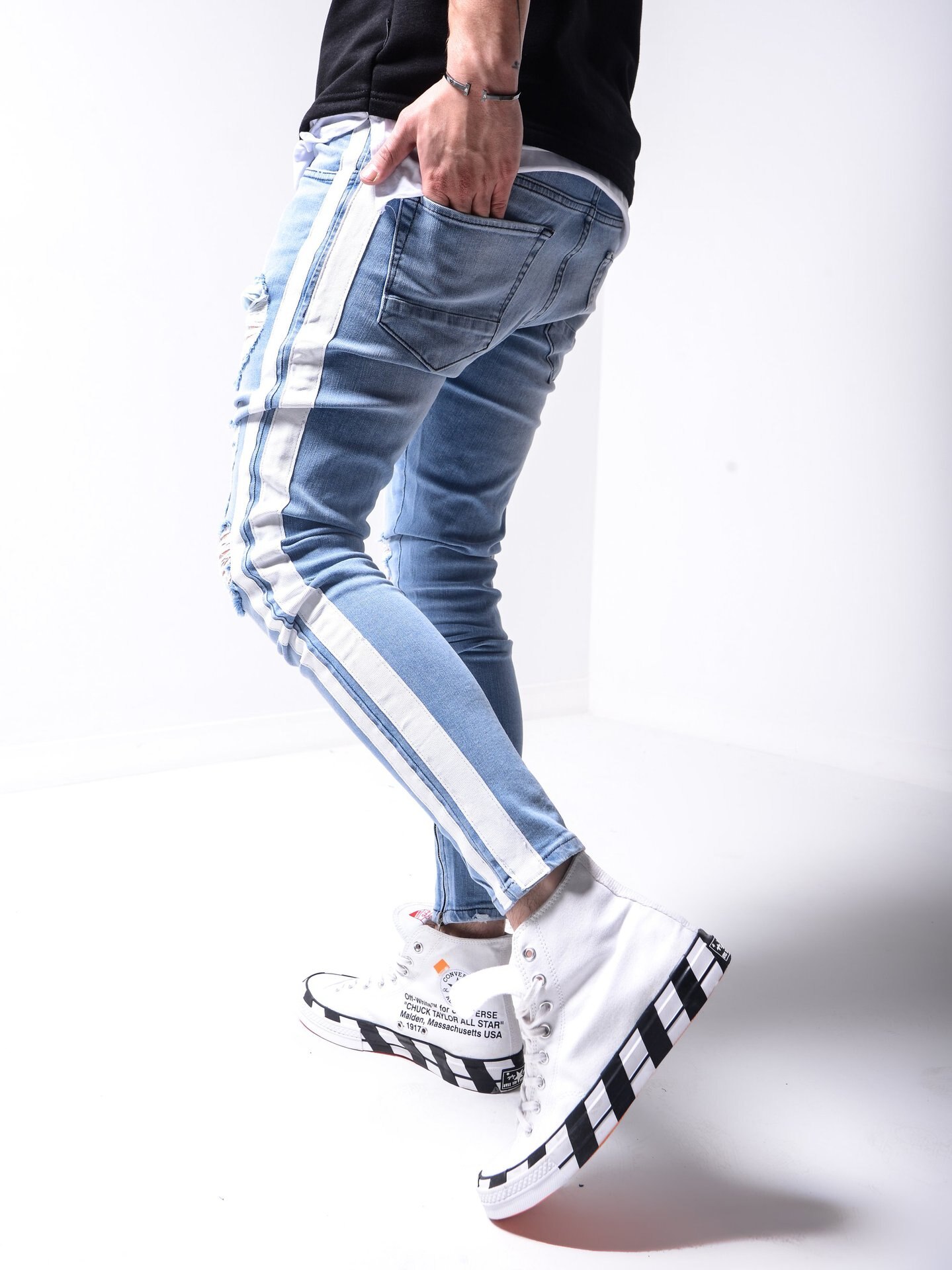 Ripped Pencil Pants Men Skinny Denim (Minimum order 150 pieces each color)