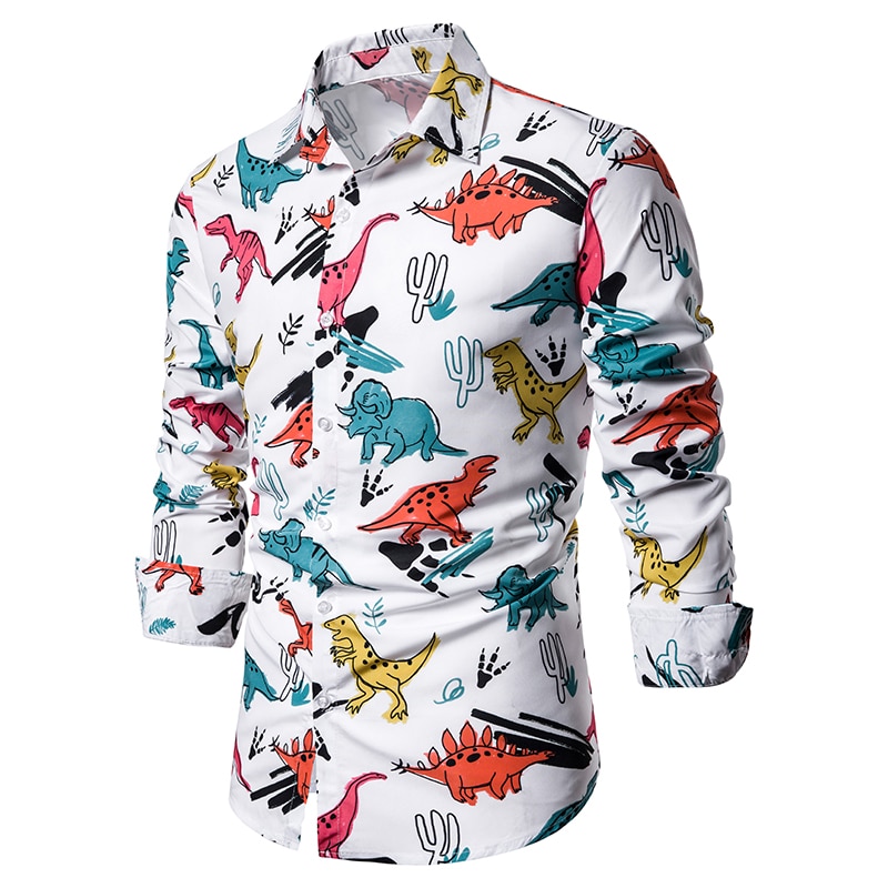 Funny Cartoon Dinosaur Printed Shirts for Men (Minimum order 200 pieces color) Funny Cartoon Dinosaur Printed Shirts for Men (Minimum order 200 pieces color)
