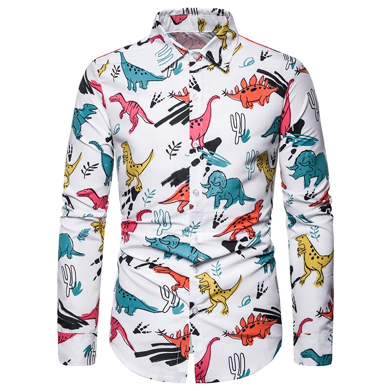 Funny Cartoon Dinosaur Printed Shirts for Men (Minimum order 200 pieces color) Funny Cartoon Dinosaur Printed Shirts for Men (Minimum order 200 pieces color)