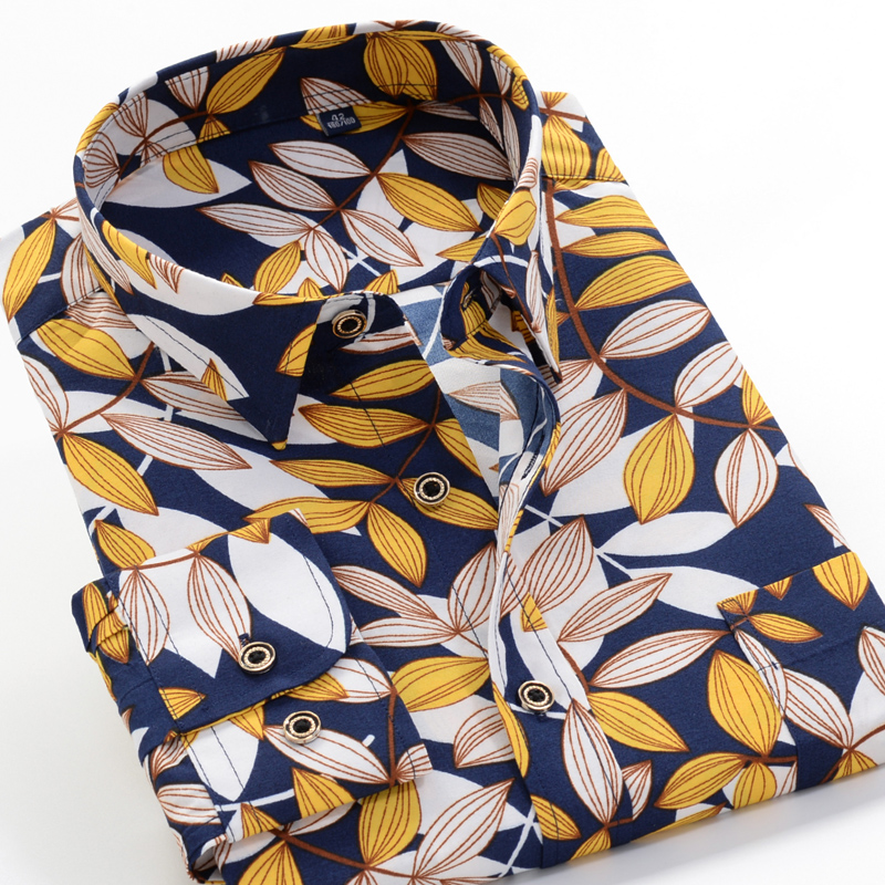 Print Men's Fashionable Casual Long Sleeve Shirt (Minimum order 200 pieces each color)