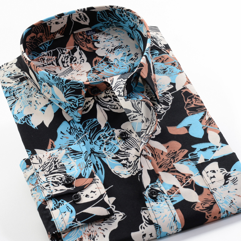 Print Men's Fashionable Casual Long Sleeve Shirt (Minimum order 200 pieces each color)