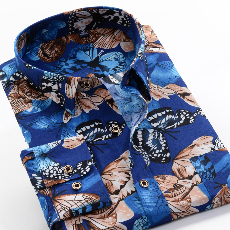 Print Men's Fashionable Casual Long Sleeve Shirt (Minimum order 200 pieces each color)