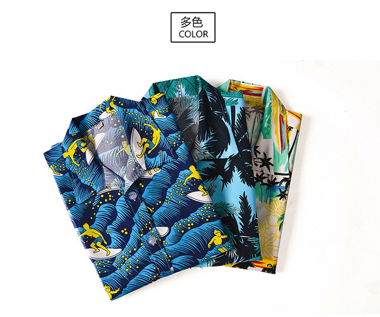 Beach Shirts Men Summer Vacation Coconut tree Printed shirts (Minimum order 200 pieces each color)