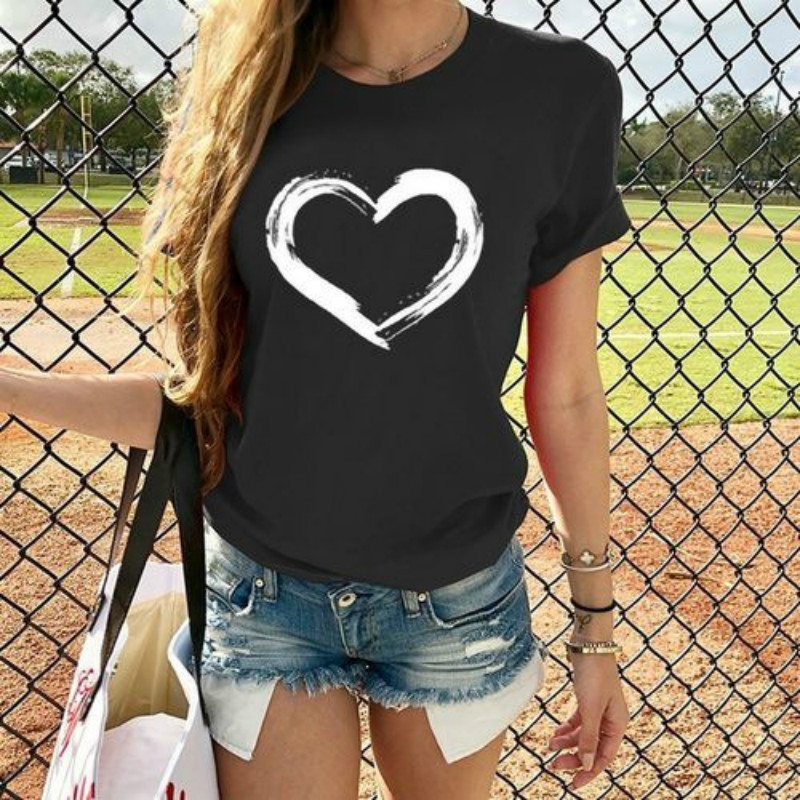 Heart Print T Shirt (Minimum order 100 pieces each color)