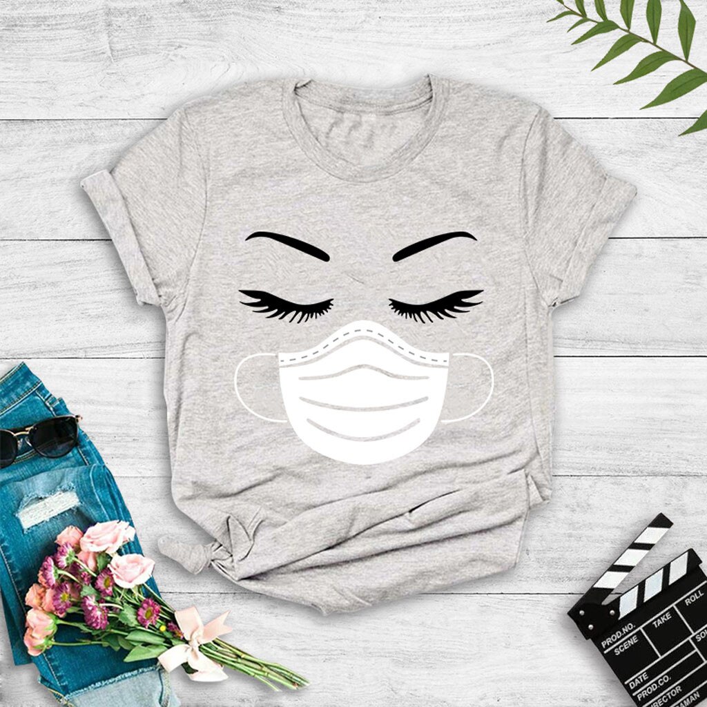 Funny Mascarilla Printed Woman T-shirts (Minimum order 100 pieces each color & design)