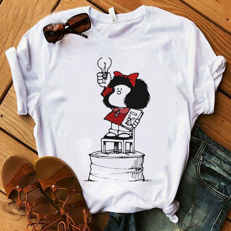 Female T-shirt cartoon PAZ Mafalda (Miniimum order 100 pieces each color & design) Female T-shirt cartoon PAZ Mafalda (Miniimum order 100 pieces each color & design)