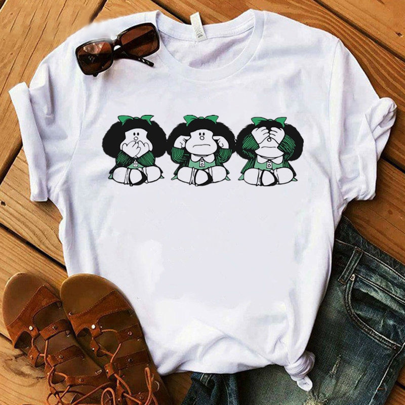 Female T-shirt cartoon PAZ Mafalda (Miniimum order 100 pieces each color & design) Female T-shirt cartoon PAZ Mafalda (Miniimum order 100 pieces each color & design)