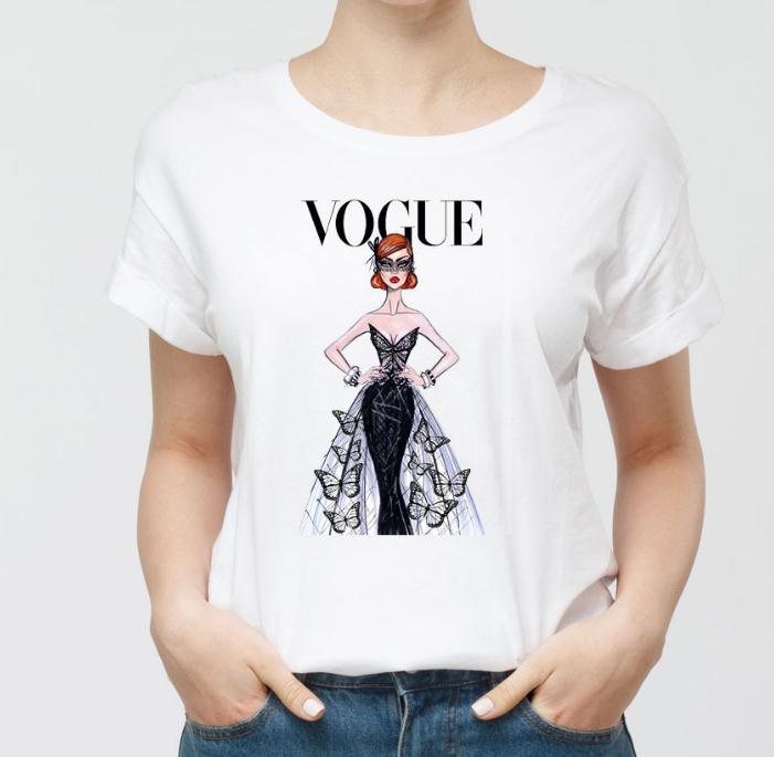 Summer T Shirt Women New Arrivals Fashion VOGUE Printed T-shirt (Minimum order 100 pieces each color)