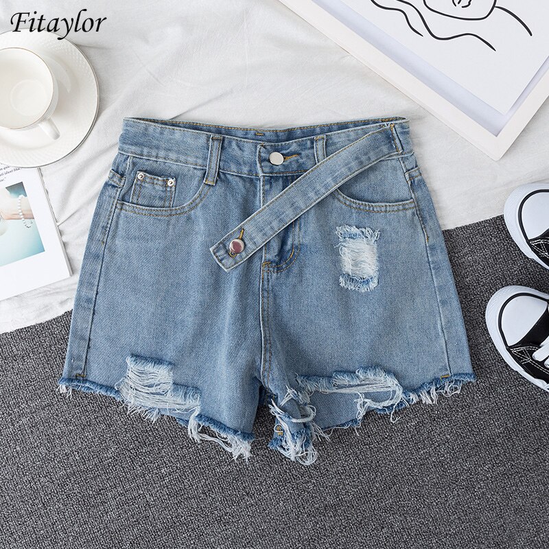 Women Wide Leg Hole Black Denim Shorts (Minimum order 200 pieces each color)
