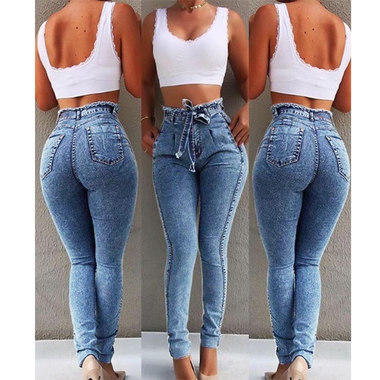 blue high waisted jeans women's