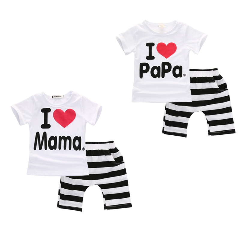 2PCS Toddler Baby Girl Boy T-shirt Tee+Striped Pants Shorts (Minimum order 500 pieces each color)