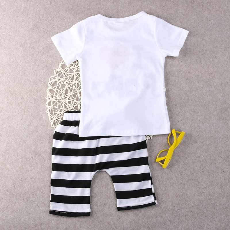 2PCS Toddler Baby Girl Boy T-shirt Tee+Striped Pants Shorts (Minimum order 500 pieces each color)