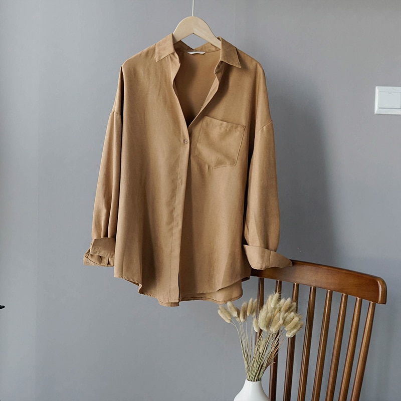 Blouse for Women Suede Long Sleeve Formal Shirt (Minimum order 300 pieces each color & design)