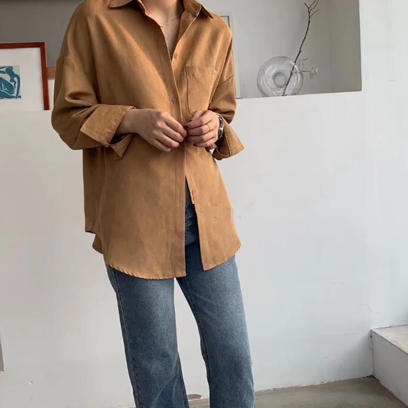 Blouse for Women Suede Long Sleeve Formal Shirt (Minimum order 300 pieces each color & design)