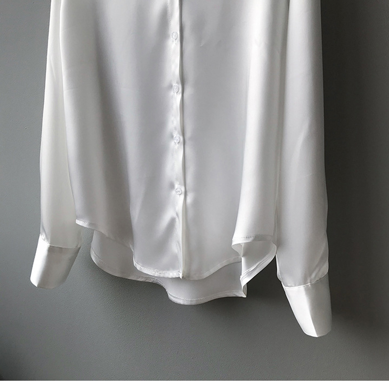 Autumn Fashion Button Up Satin Silk Shirt (Minimum order 300 pieces each color & design)