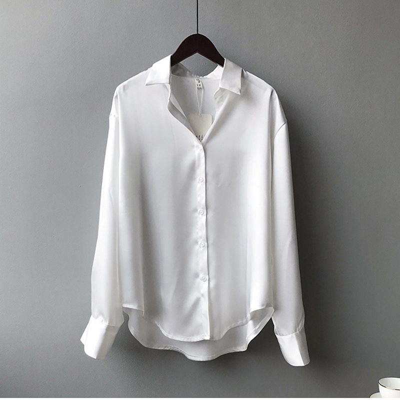 Autumn Fashion Button Up Satin Silk Shirt (Minimum order 300 pieces each color & design)