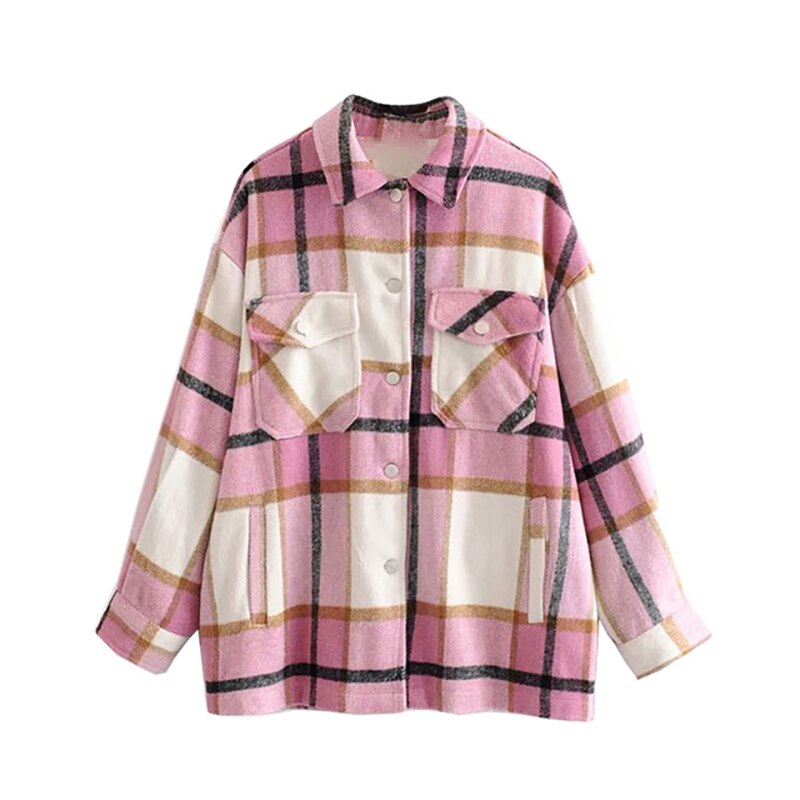 Plaid women oversize woolen shirts (Minimum order 300 pieces each color & design) Plaid women oversize woolen shirts (Minimum order 300 pieces each color & design)