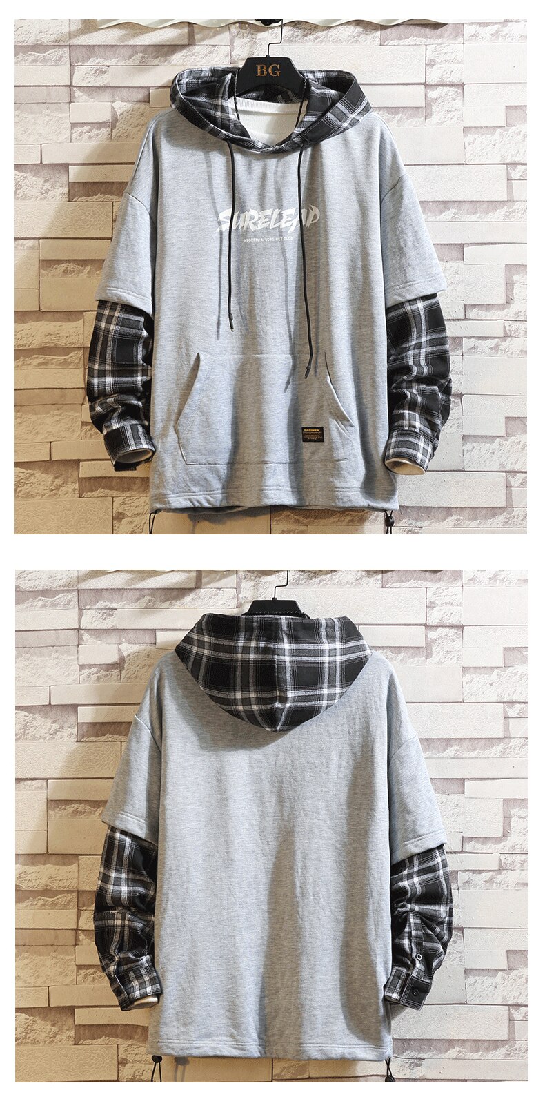 Autumn Spring Black Patchwork Hoodies (Minimum order 200 pieces each color)