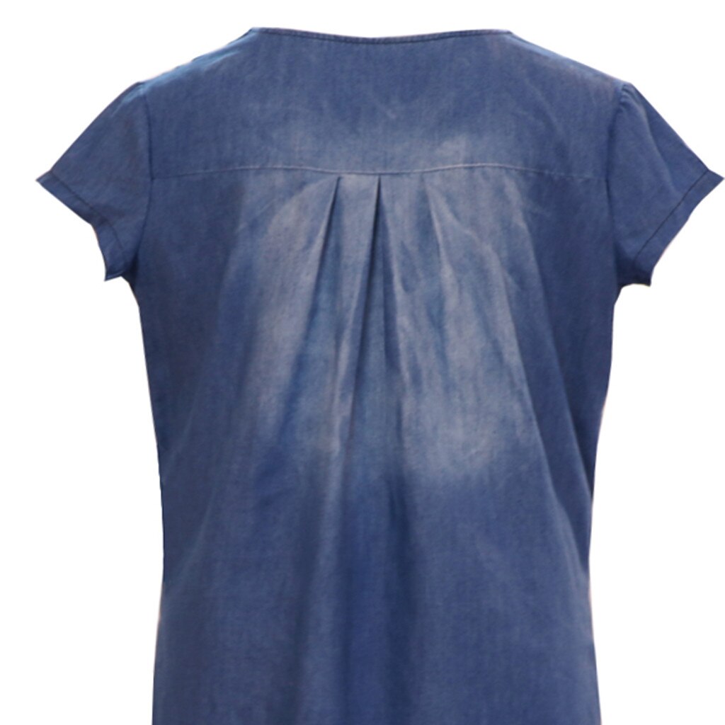 Denim Dress Plus Size Women's NEW Fashion Casual Solid Sexy V Neck Long Party Loose платье Short Sleeve Swing Summer Dress Denim Dress Plus Size Women's NEW Fashion Casual Solid Sexy V Neck Long Party Loose платье Short Sleeve Swing Summer Dress