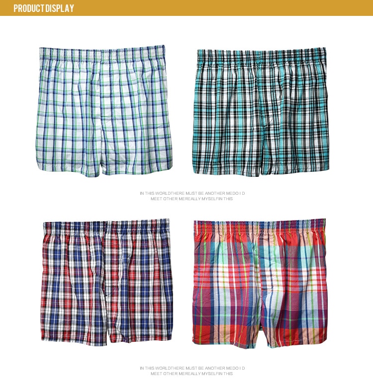 High Quality Brand 4-Pack Men's Boxer Shorts Woven Cotton 100% Classic Plaid Combed Male Underpant Loose Breathable Oversize High Quality Brand 4-Pack Men's Boxer Shorts Woven Cotton 100% Classic Plaid Combed Male Underpant Loose Breathable Oversize
