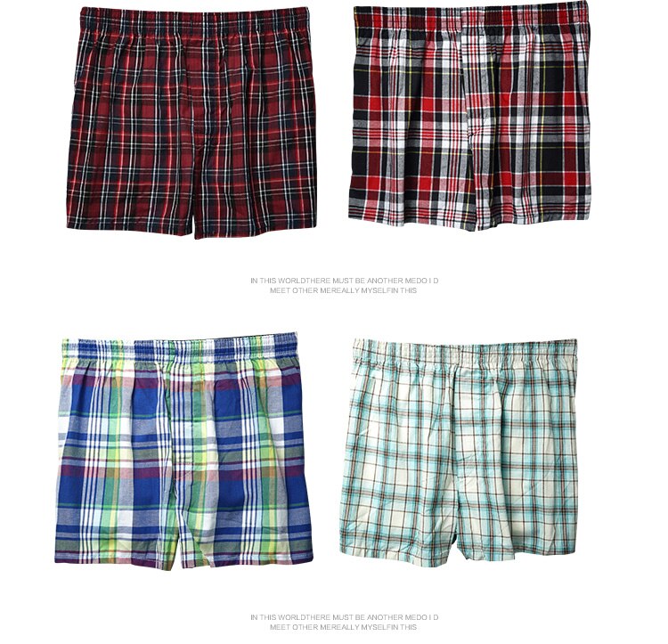 High Quality Brand 4-Pack Men's Boxer Shorts Woven Cotton 100% Classic Plaid Combed Male Underpant Loose Breathable Oversize High Quality Brand 4-Pack Men's Boxer Shorts Woven Cotton 100% Classic Plaid Combed Male Underpant Loose Breathable Oversize