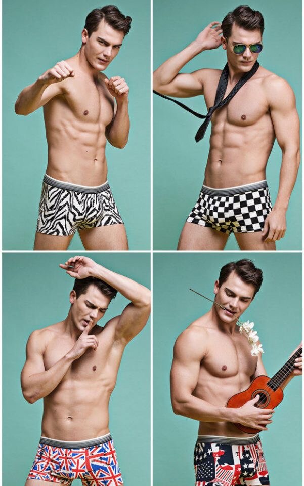 7pcs/lot Lovely Cartoon Print Man Boxers Homme Fashion Silk Underwear Men Comfortable Underpants Soft Breathable Male Panties