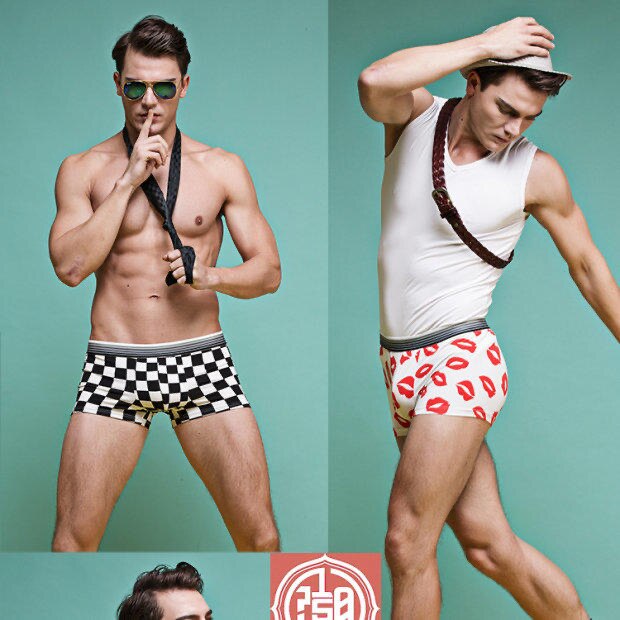 7pcs/lot Lovely Cartoon Print Man Boxers Homme Fashion Silk Underwear Men Comfortable Underpants Soft Breathable Male Panties