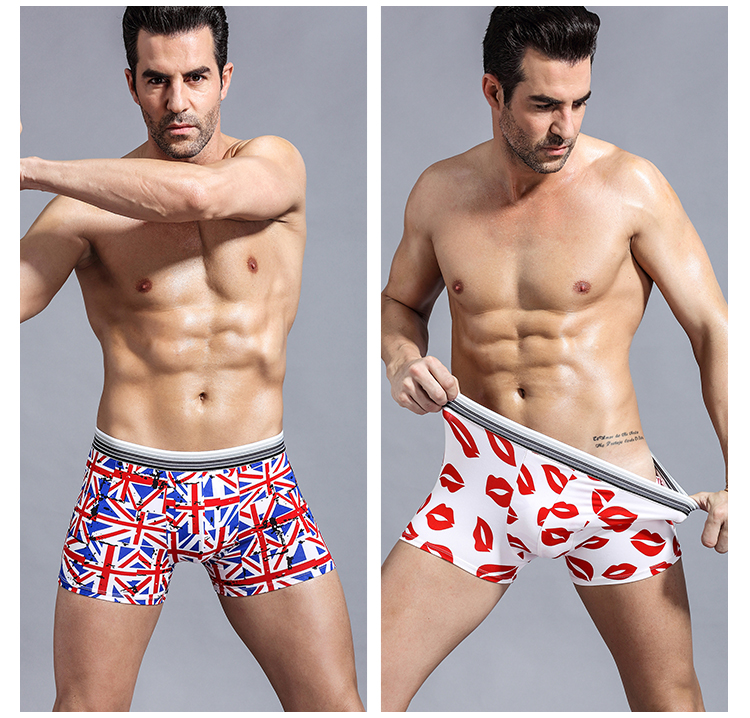 7pcs/lot Lovely Cartoon Print Man Boxers Homme Fashion Silk Underwear Men Comfortable Underpants Soft Breathable Male Panties