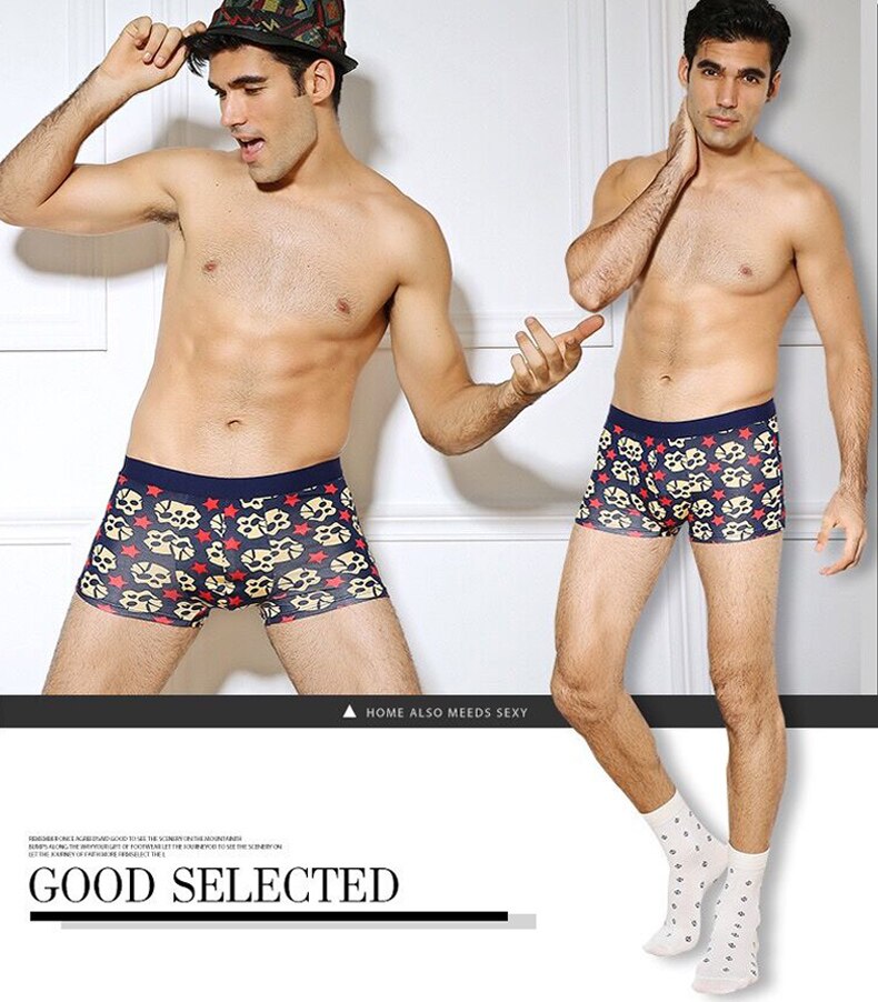 Mens Underwear Boxers Fashion Printed Men Underpants Boxer Shorts Modal Male Panties Pouch Sheath Underpants vetement homme
