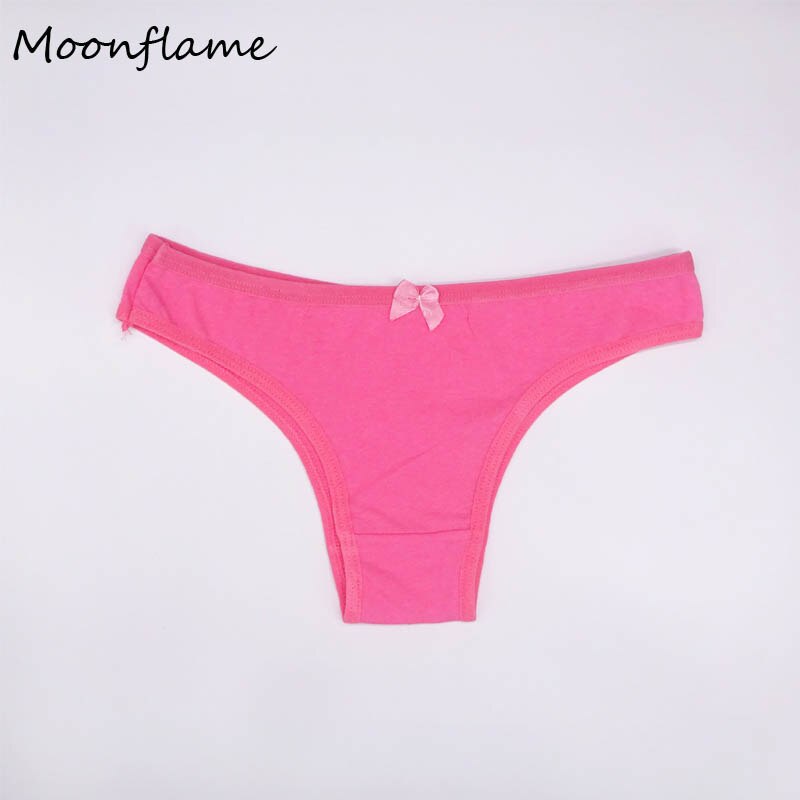 Moonflame 5 pcs/lots 6 Solid Color Cotton Women Bikini Thong Underwear 86378