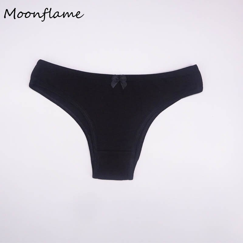 Moonflame 5 pcs/lots 6 Solid Color Cotton Women Bikini Thong Underwear 86378