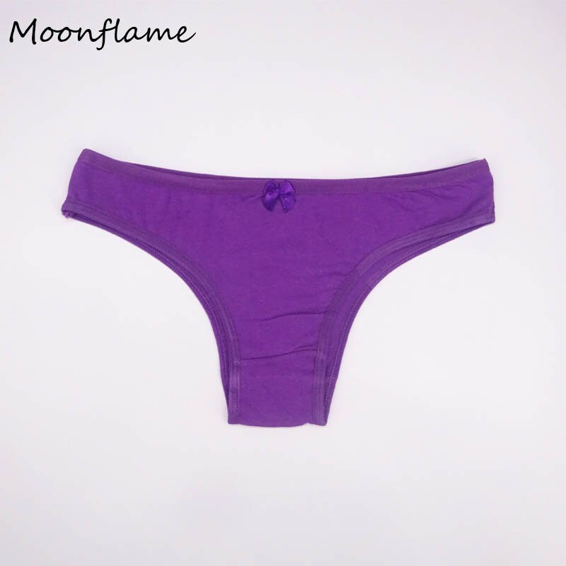 Moonflame 5 pcs/lots 6 Solid Color Cotton Women Bikini Thong Underwear 86378