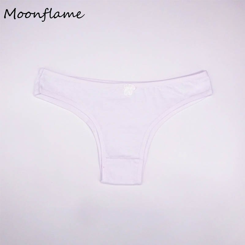 Moonflame 5 pcs/lots 6 Solid Color Cotton Women Bikini Thong Underwear 86378