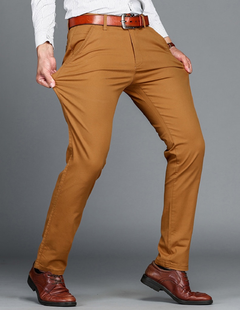 VOMINT Mens Pants Cotton Casual Stretch male trousers man long Straight High Quality 4 color Plus size pant suit 42 44 46