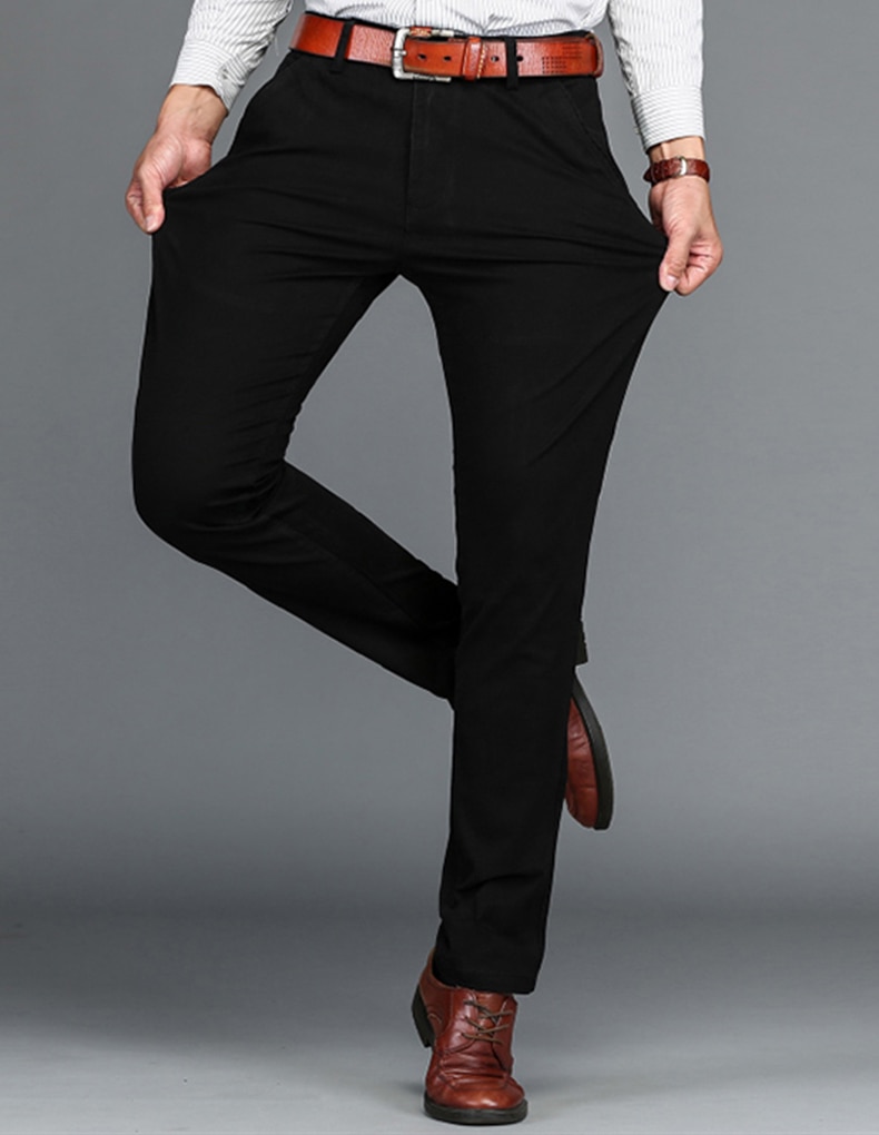 VOMINT Mens Pants Cotton Casual Stretch male trousers man long Straight High Quality 4 color Plus size pant suit 42 44 46