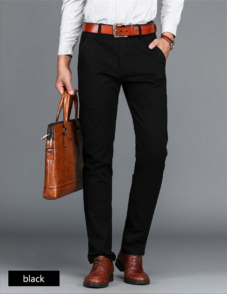 VOMINT Mens Pants Cotton Casual Stretch male trousers man long Straight High Quality 4 color Plus size pant suit 42 44 46