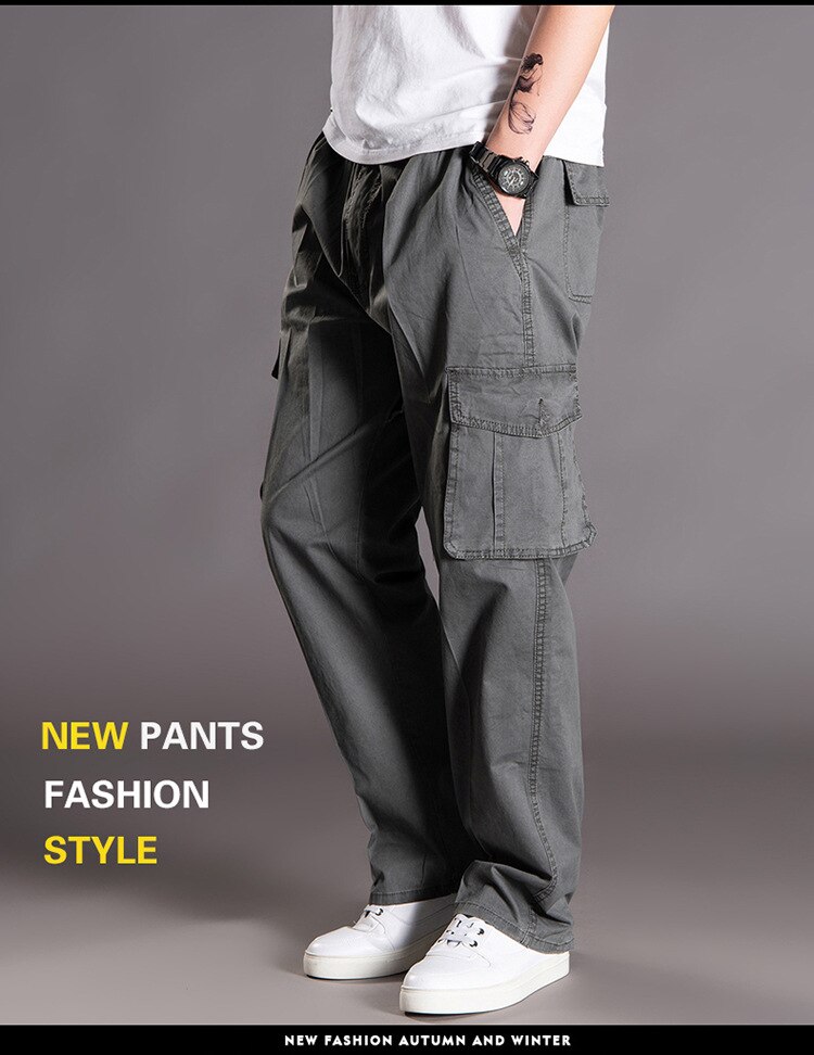 Thoshine Brand Spring Autumn Men Casual Cargo Pants 95% Cotton Multiple Pockets Male Thin Trousers Loose Plus Size Oversize