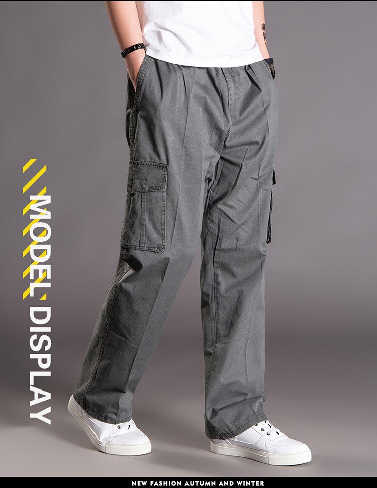 Thoshine Brand Spring Autumn Men Casual Cargo Pants 95% Cotton Multiple Pockets Male Thin Trousers Loose Plus Size Oversize
