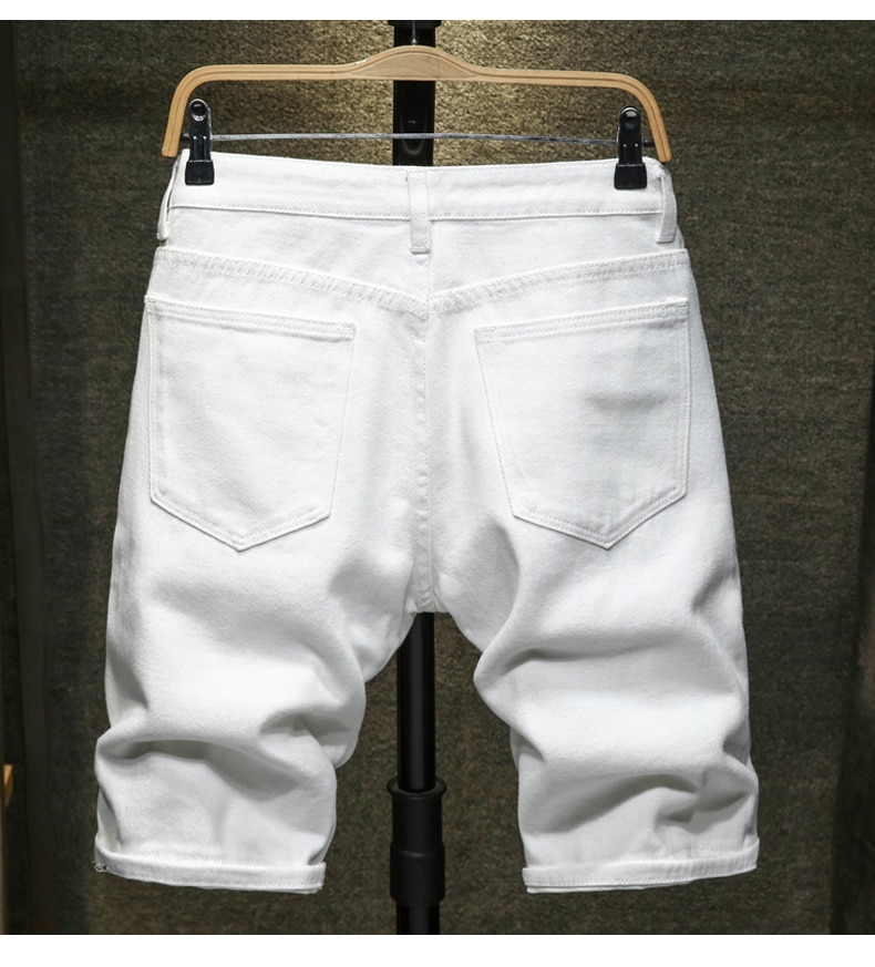 2020 Summer New Men's Ripped Denim Shorts Classic Style Black White Fashion Casual Slim Fit Short Jeans Male Brand 2020 Summer New Men's Ripped Denim Shorts Classic Style Black White Fashion Casual Slim Fit Short Jeans Male Brand