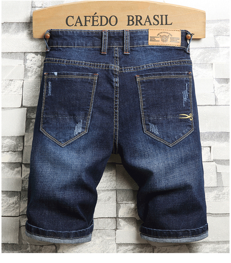 2020 Summer New Men's Ripped Denim Shorts Fashion Casual Classic Style Brand Regular Fit Short Jeans Male Black Blue