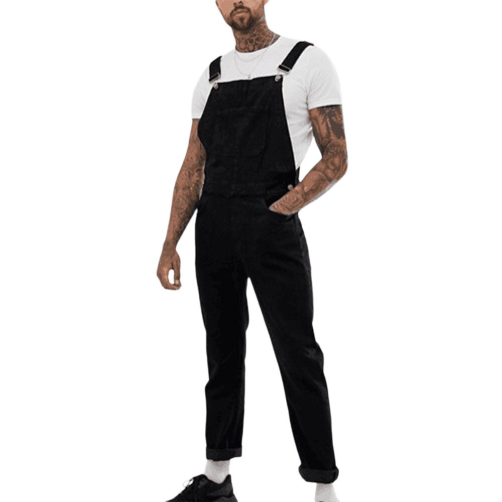 2020 Oversize Fashion Men's Ripped Jeans Jumpsuits Shorts Summer Hi Street Distressed Denim Bib Overalls For Man Suspender Pants