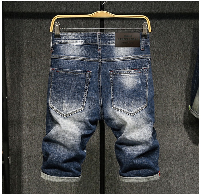 AIRGRACIAS 2020 Summer New Men's Stretch Short Jeans Fashion Casual 98% cotton High Quality Elastic Denim Shorts Brand Clothes