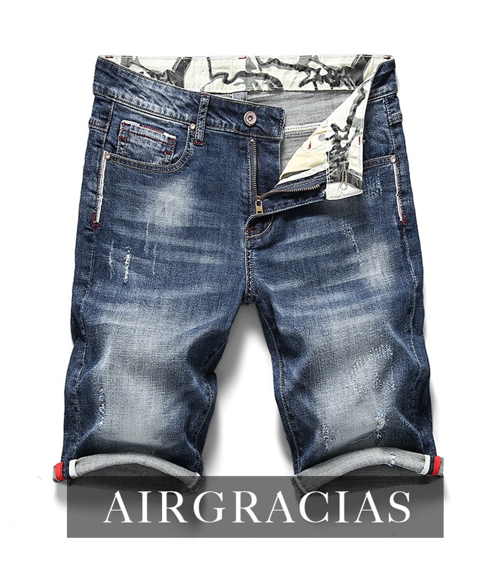 AIRGRACIAS 2020 Summer New Men's Stretch Short Jeans Fashion Casual 98% cotton High Quality Elastic Denim Shorts Brand Clothes